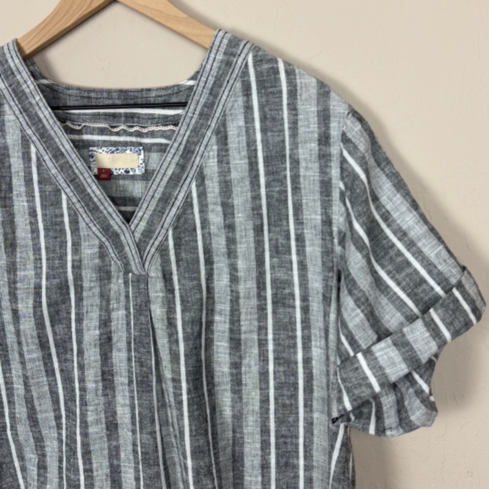 ANTHROPOLOGIE Pilcro Linen Henley Surf Shirt - Picture 7 of 15